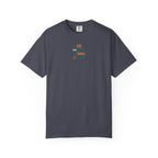 navy blue t-shirt with "Eat. Sleep. Travel. Repeat." text on a white background