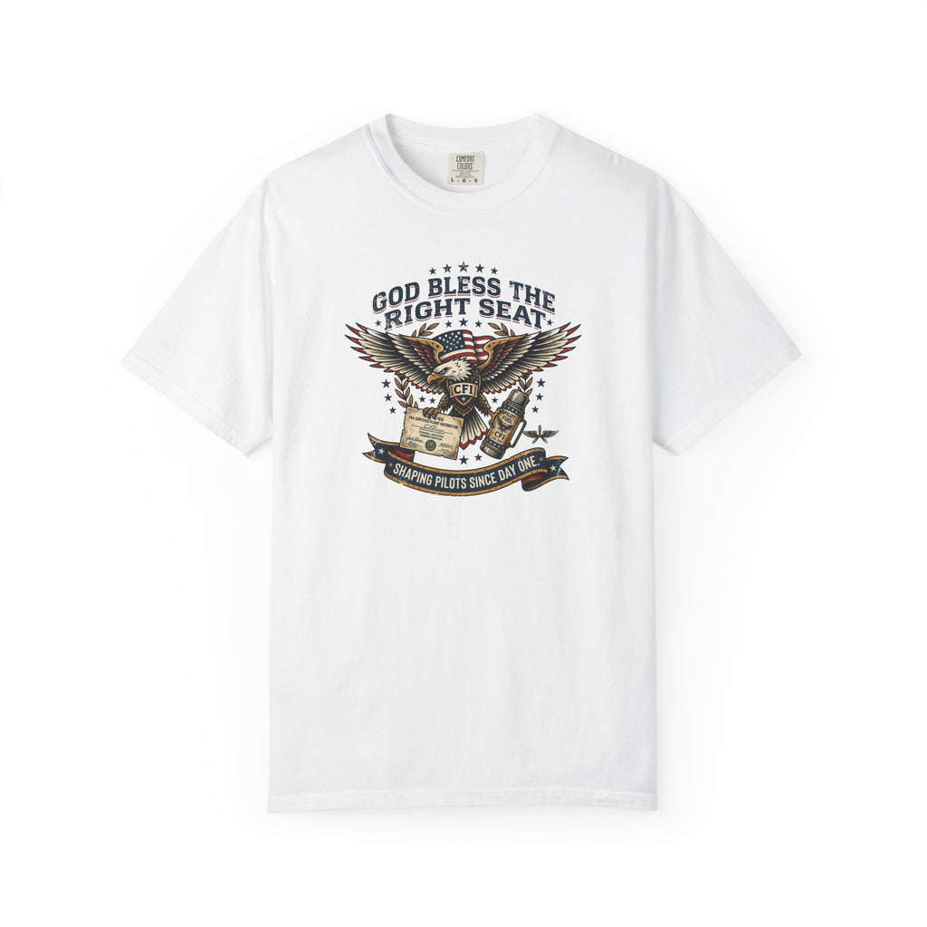 God Bless the Right Seat Pilot T-Shirt — Funny Flight Instructor Tee