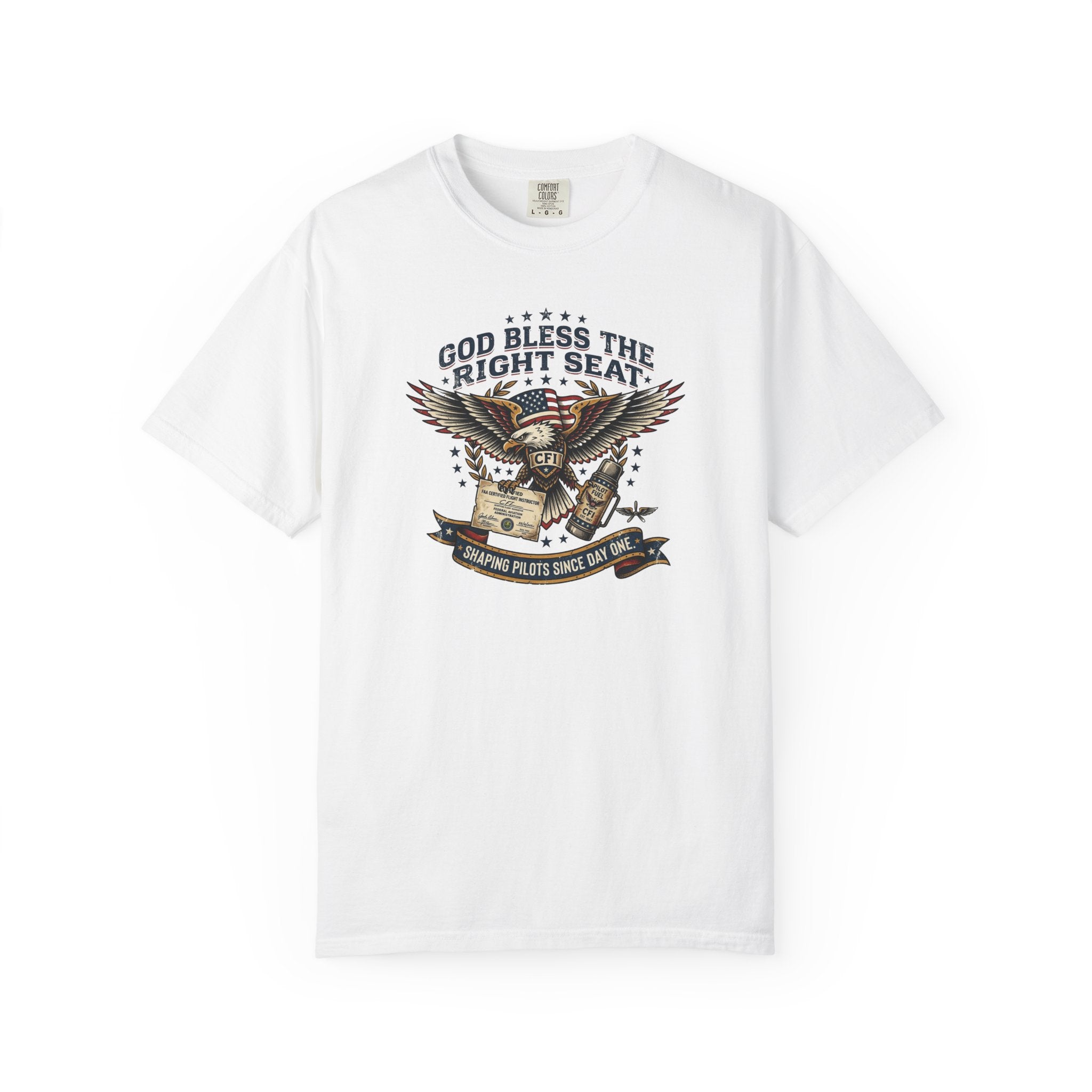 God Bless the Right Seat Pilot T-Shirt — Funny Flight Instructor Tee