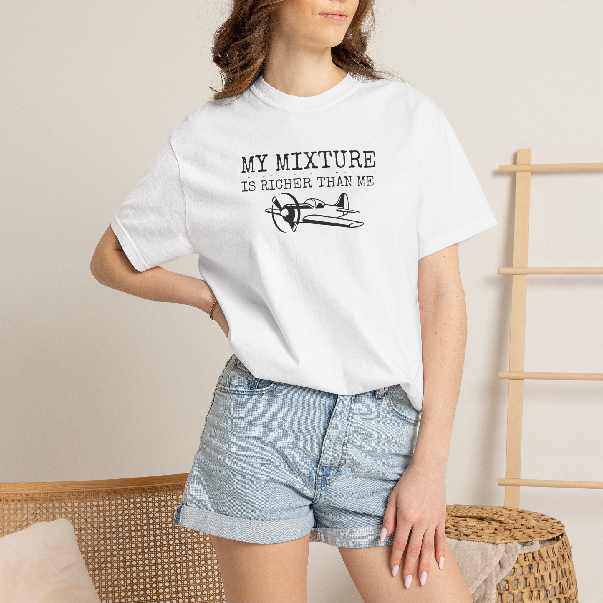 Aviation Satire T-Shirt — "My Mixture Is Richer Than Me"