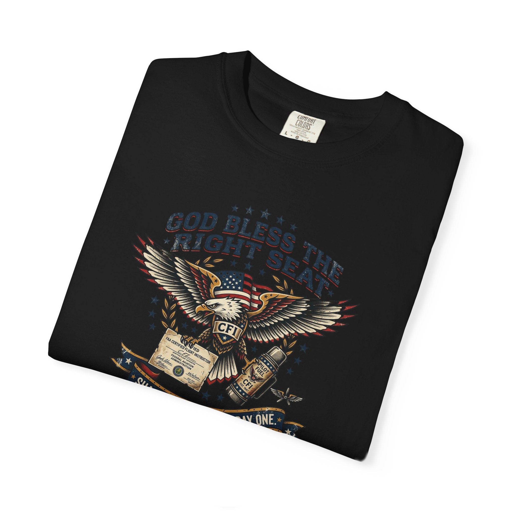 God Bless the Right Seat Pilot T-Shirt — Funny Flight Instructor Tee