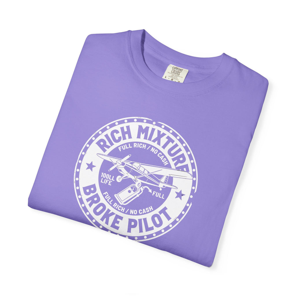 Broke Pilot T-Shirt — Funny Pilot Tee, 'Rich Mixture, Broke Pilot' Aviation Gift