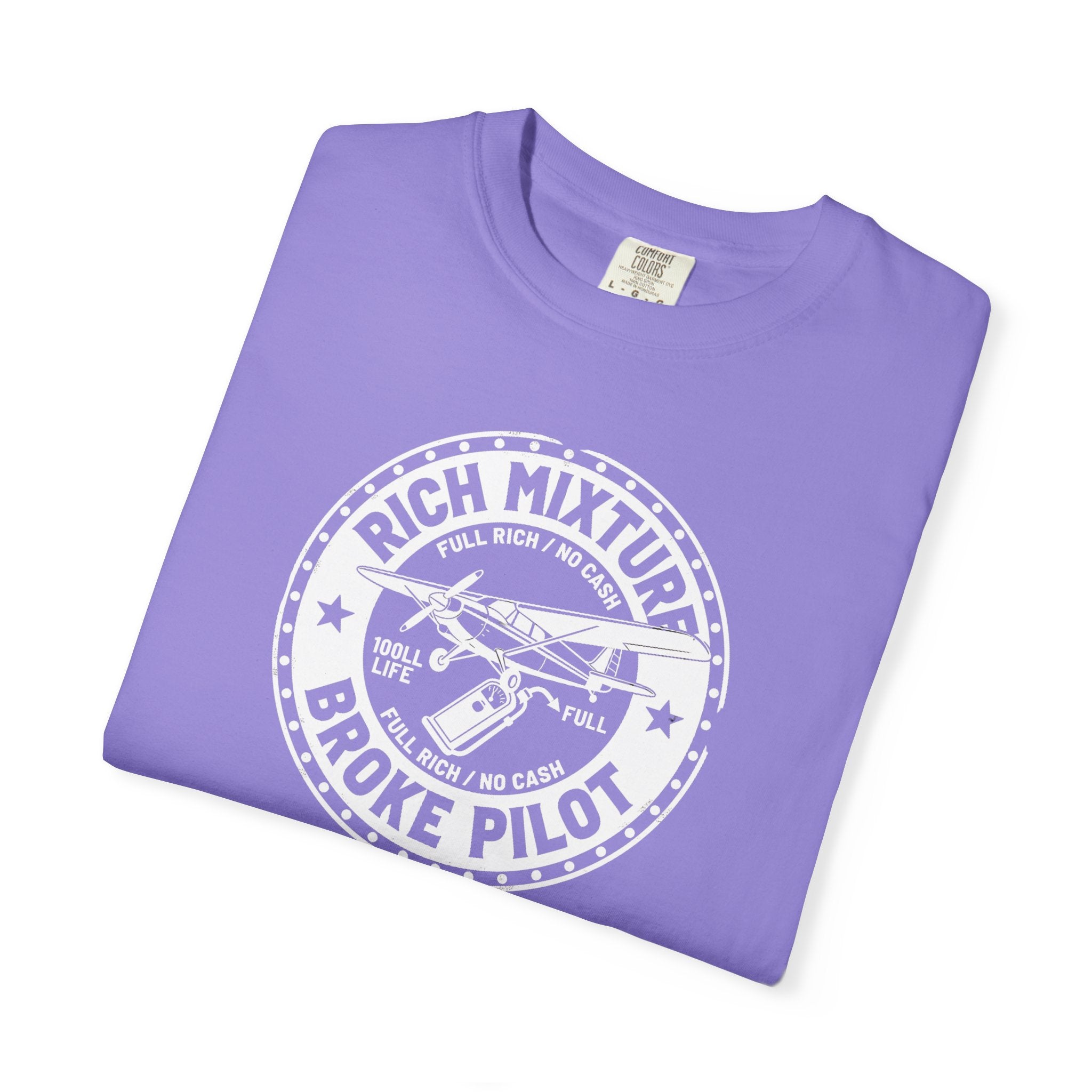 Broke Pilot T-Shirt — Funny Pilot Tee, 'Rich Mixture, Broke Pilot' Aviation Gift