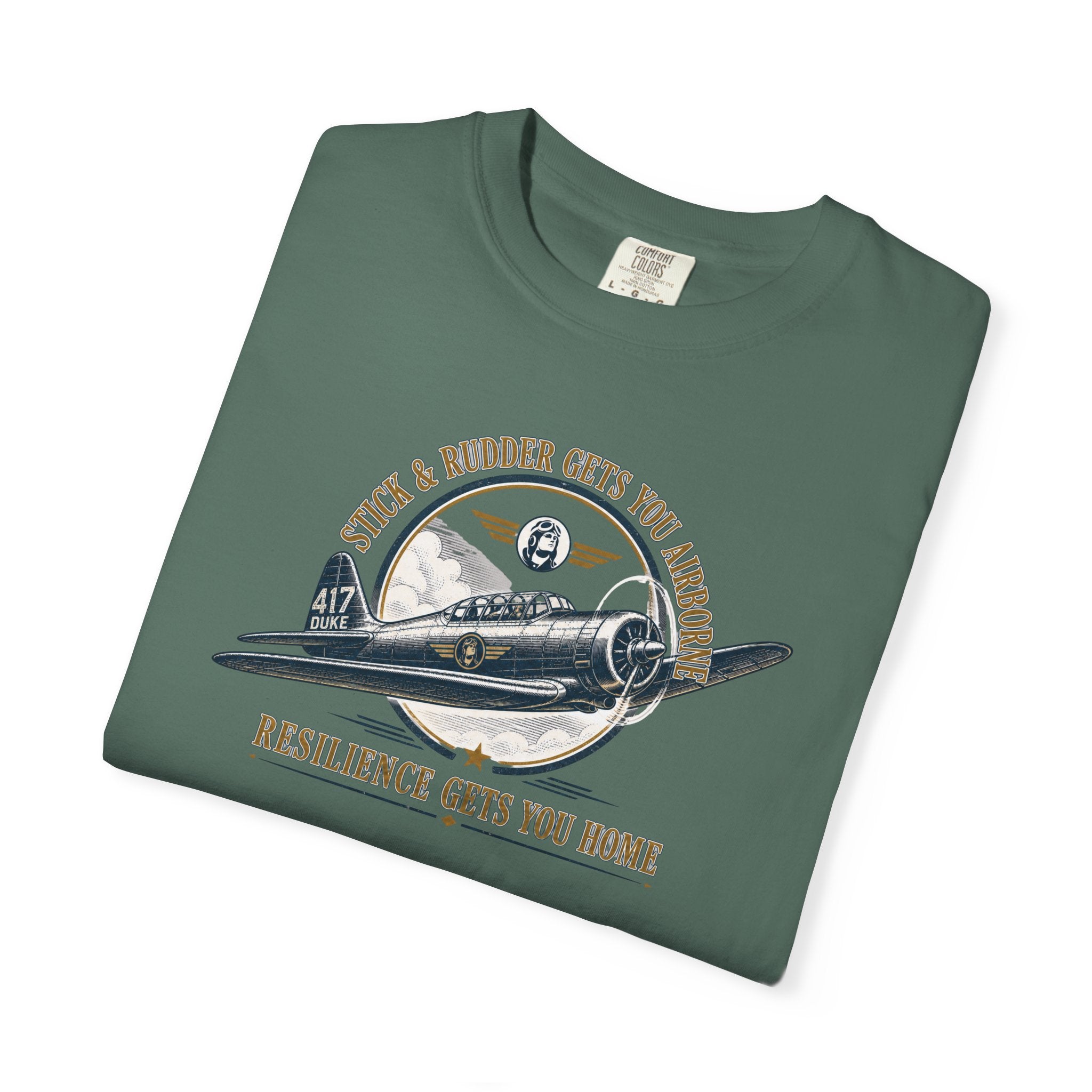 Stick & Rudder Gets You Airborne Resilience Gets You Home T-Shirt — Vintage Plane Tee