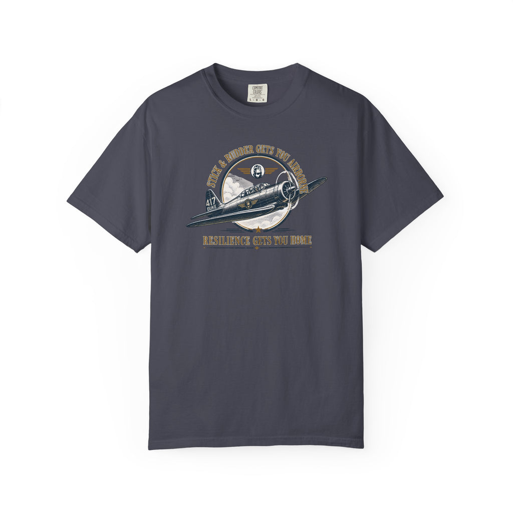 Stick & Rudder Gets You Airborne Resilience Gets You Home T-Shirt — Vintage Plane Tee