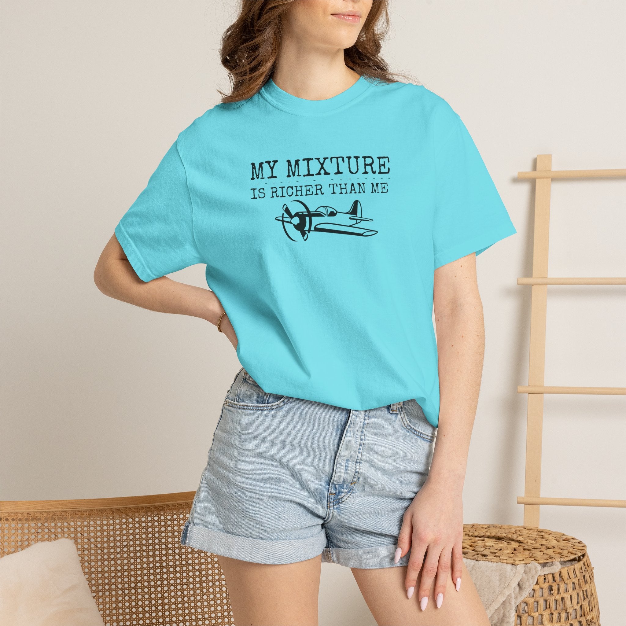 Aviation Satire T-Shirt — "My Mixture Is Richer Than Me"