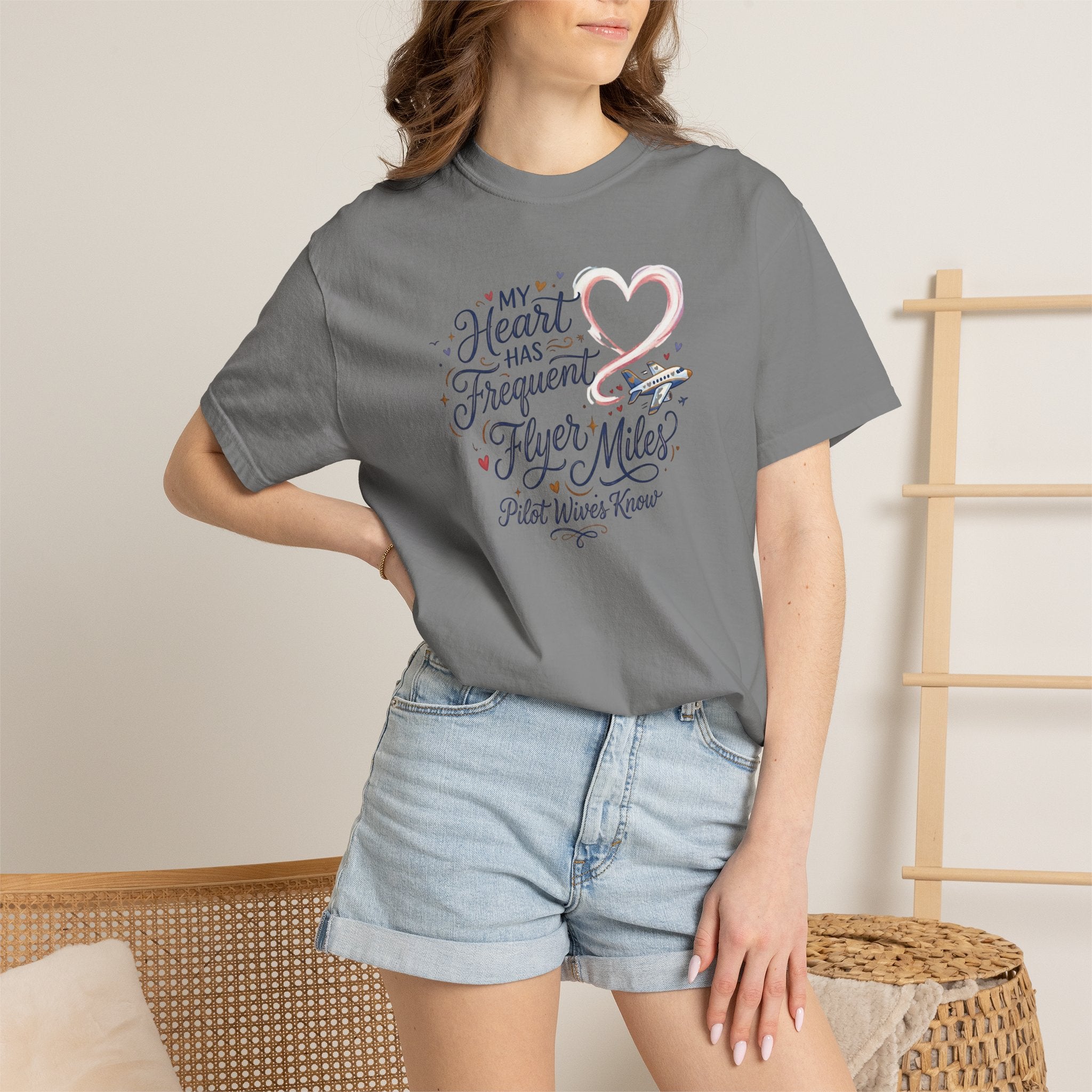 Pilot Wives Tribute T-Shirt — "My Heart Has Frequent Flier Miles"