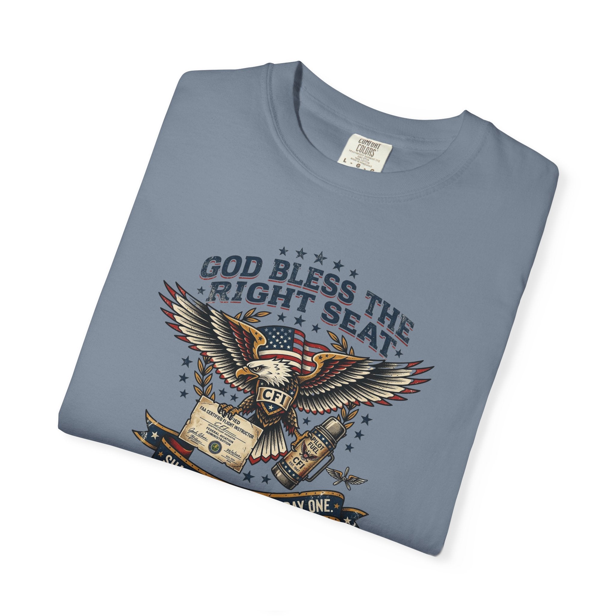 God Bless the Right Seat Pilot T-Shirt — Funny Flight Instructor Tee