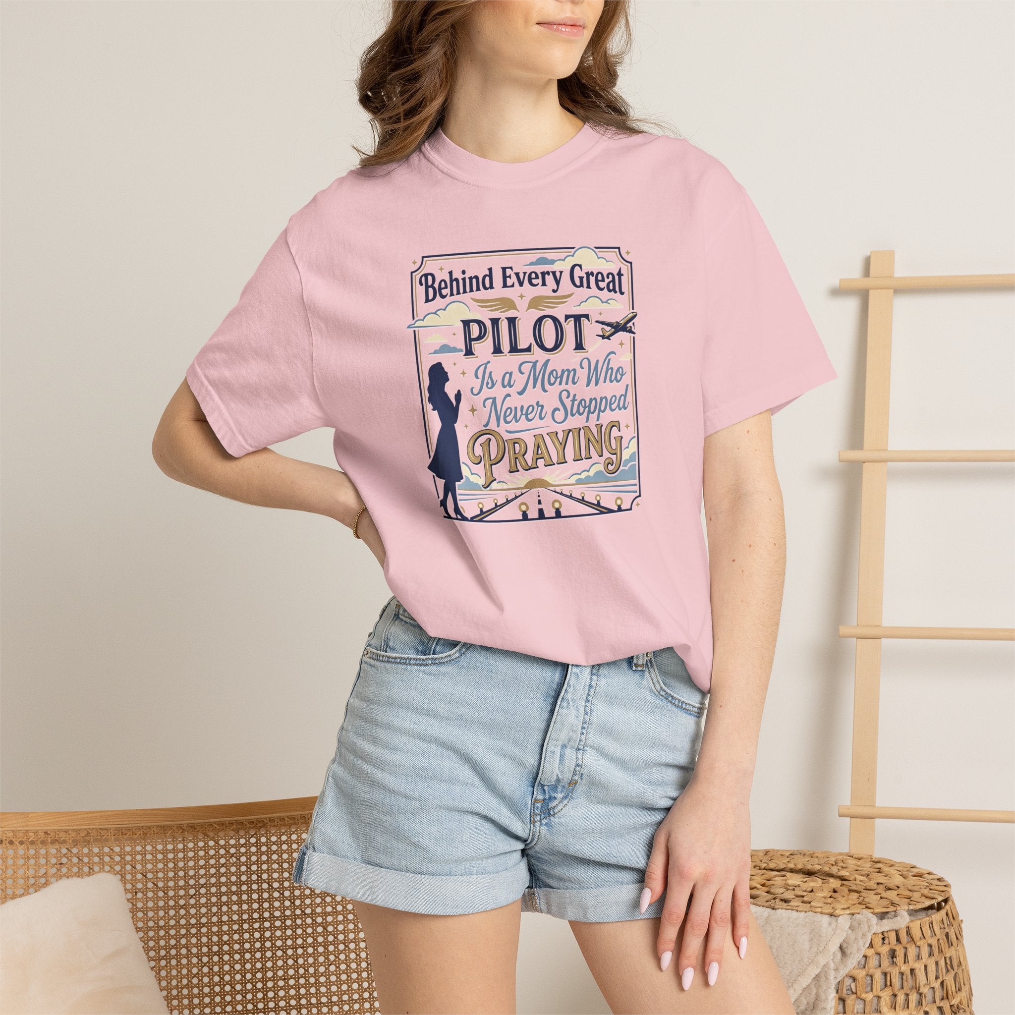 Pilot Mom Prayer T-Shirt — Emotional Aviation Tee for Prayerful Pilot Mothers