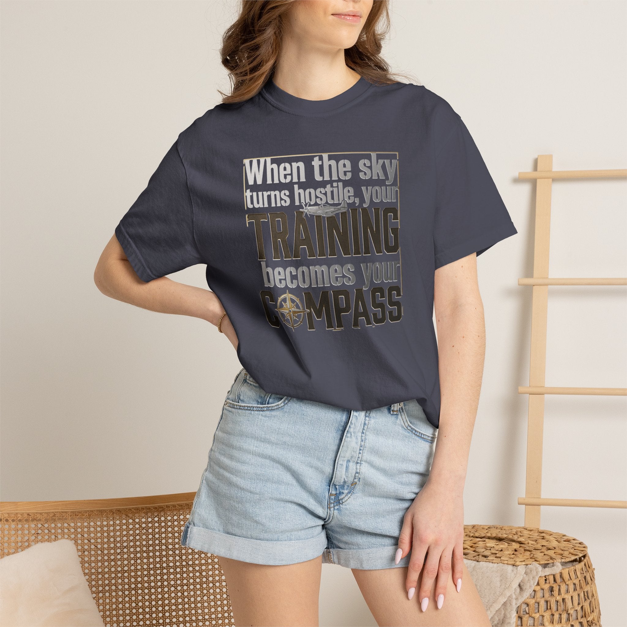 Flight Training T-Shirt — "When The sky Turns Hostile, Your Training Becomes Your Compass"