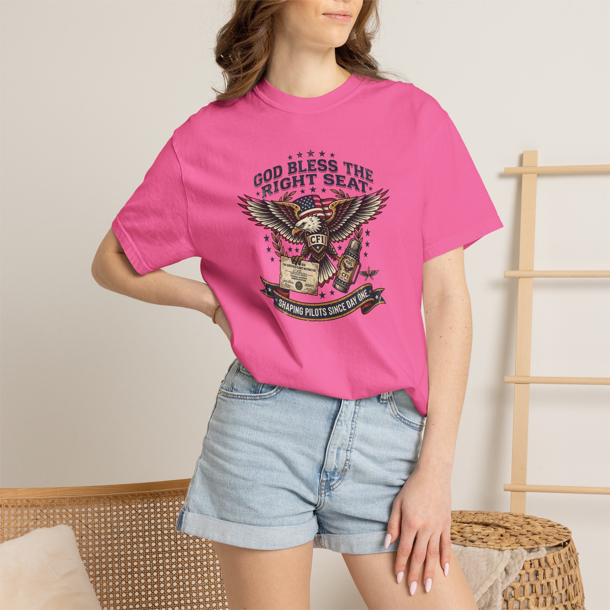 God Bless the Right Seat Pilot T-Shirt — Funny Flight Instructor Tee