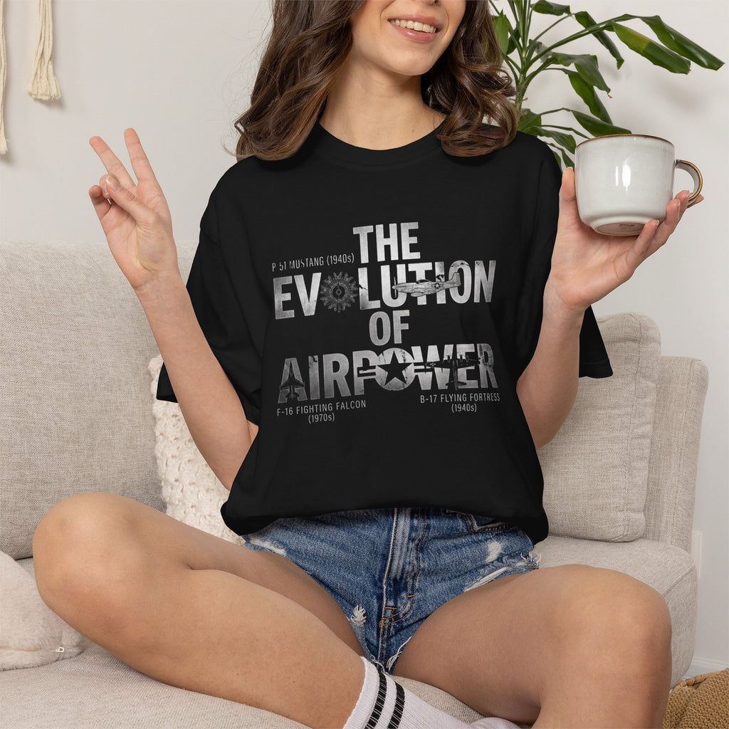 Evolution of Air Power Tee — Bold US Military Tribute T-Shirt