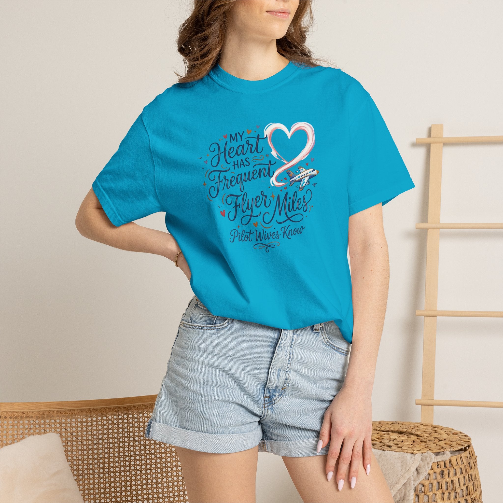 Pilot Wives Tribute T-Shirt — "My Heart Has Frequent Flier Miles"