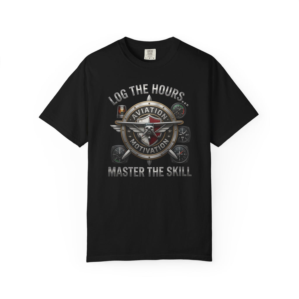 Pilot T-Shirt — "Log the Hours, Master the Skill" Aviation Tee