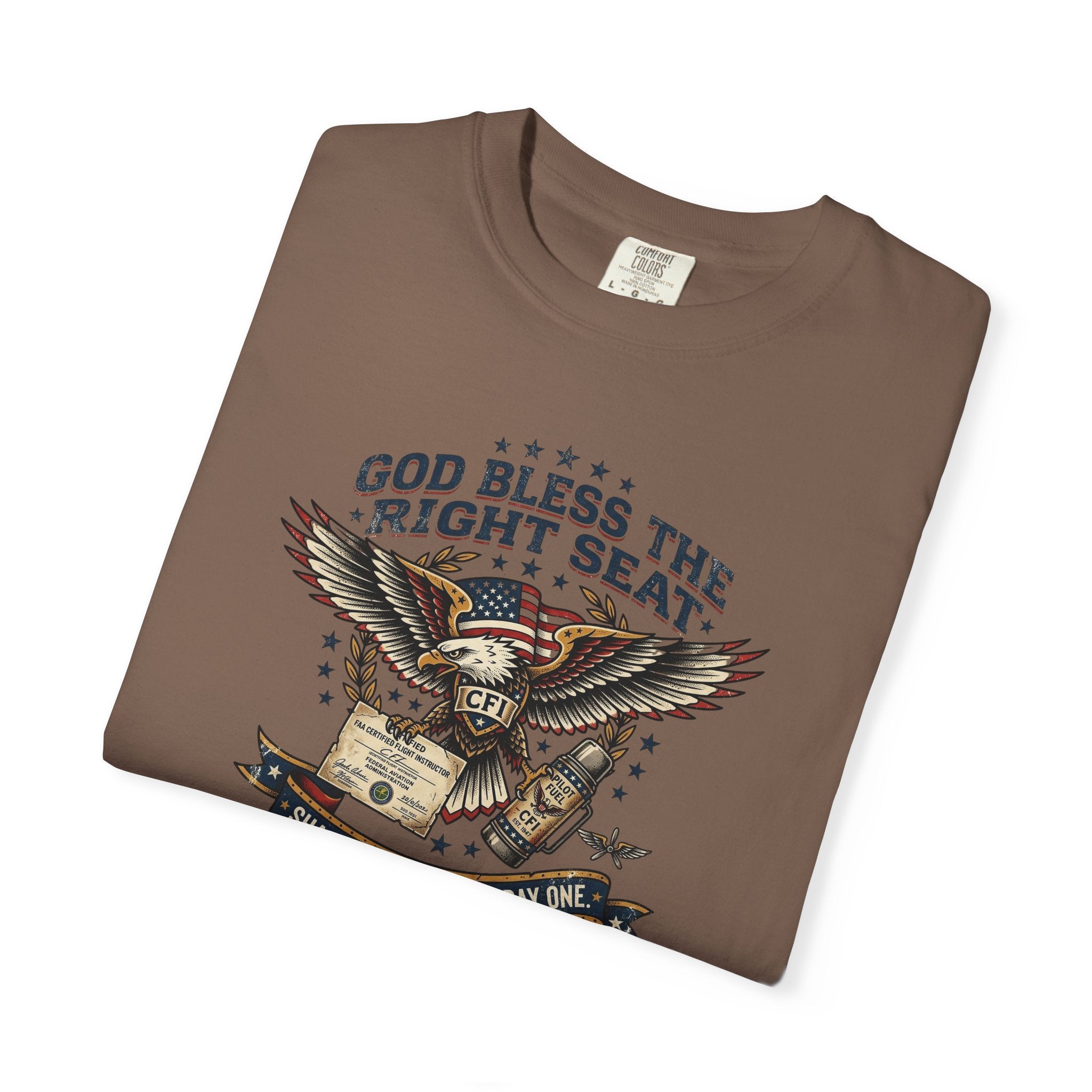 God Bless the Right Seat Pilot T-Shirt — Funny Flight Instructor Tee
