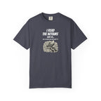 Navy t-shirt with a pilot grphic and 'I read the NOTAMS' text on a white background