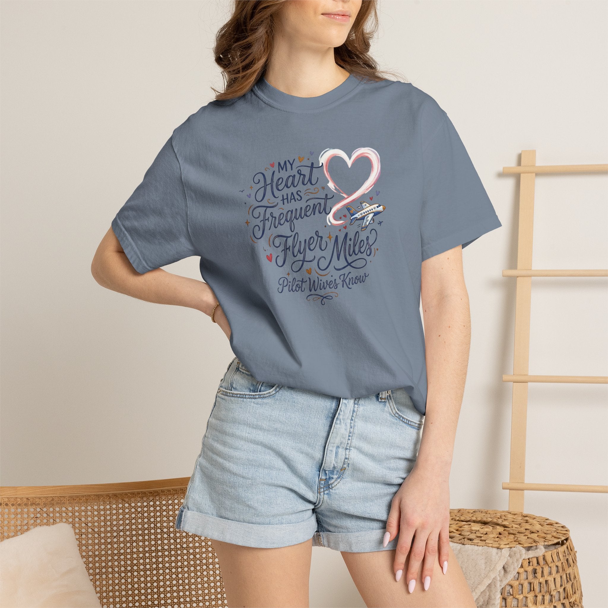 Pilot Wives Tribute T-Shirt — "My Heart Has Frequent Flier Miles"