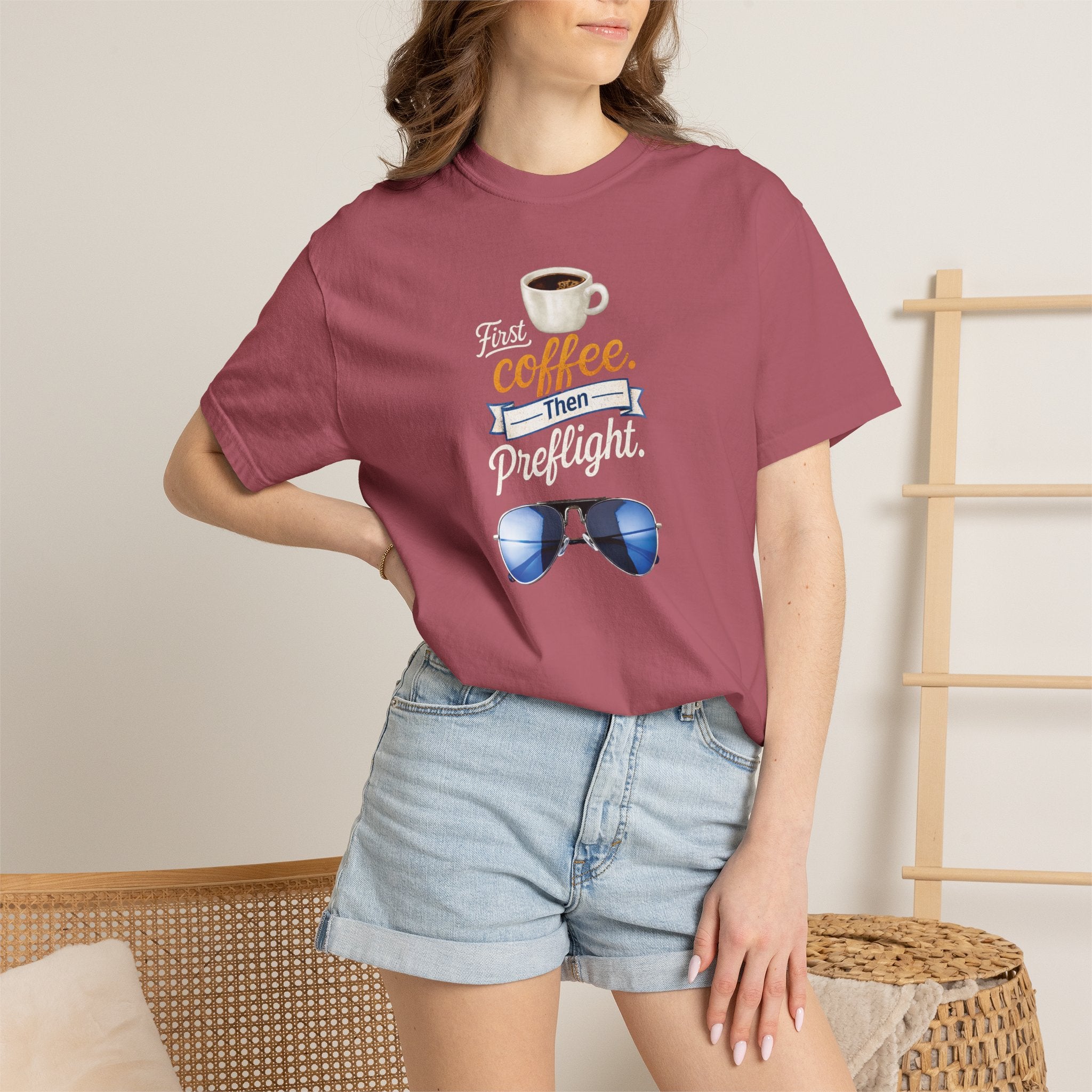 Aviation "First Coffee, Then Preflight" T-Shirt