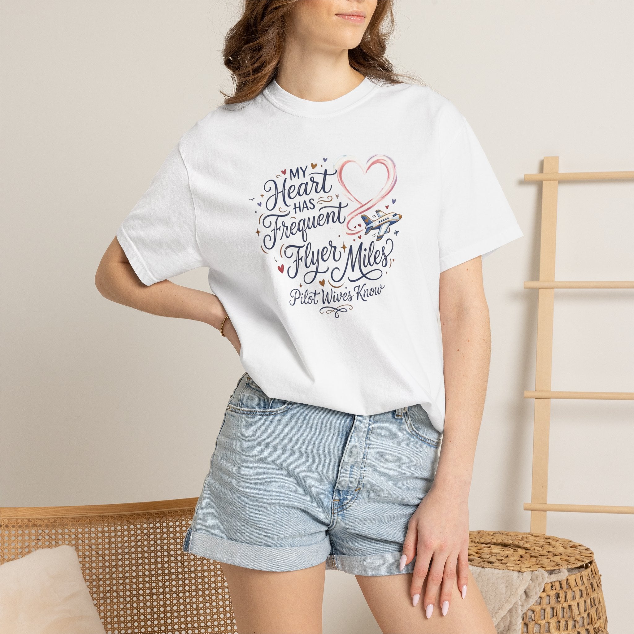 Pilot Wives Tribute T-Shirt — "My Heart Has Frequent Flier Miles"