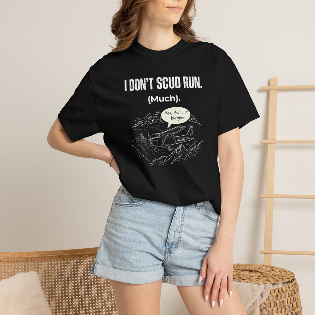 Sarcastic Pilot T‑Shirt — 'Scud Running' Aviation Tee for Pilots & Flight Fans