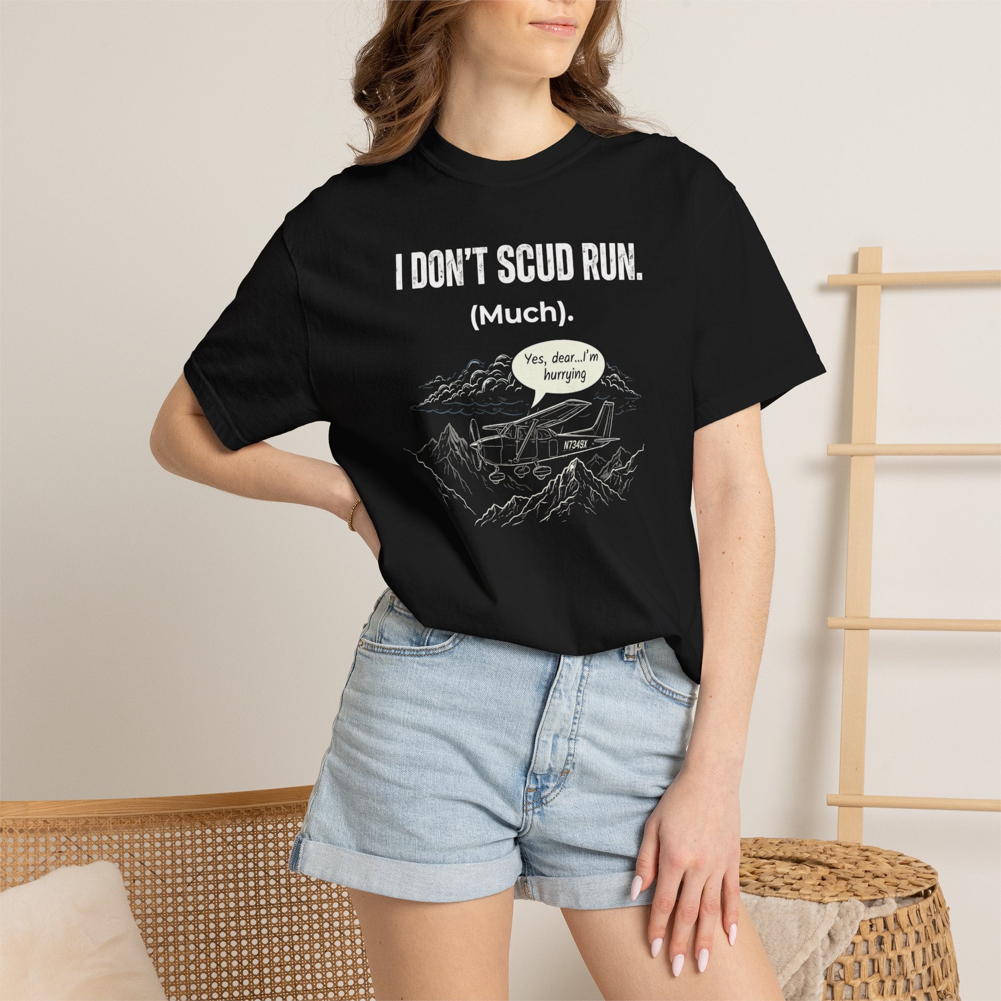 Sarcastic Pilot T‑Shirt — 'Scud Running' Aviation Tee for Pilots & Flight Fans