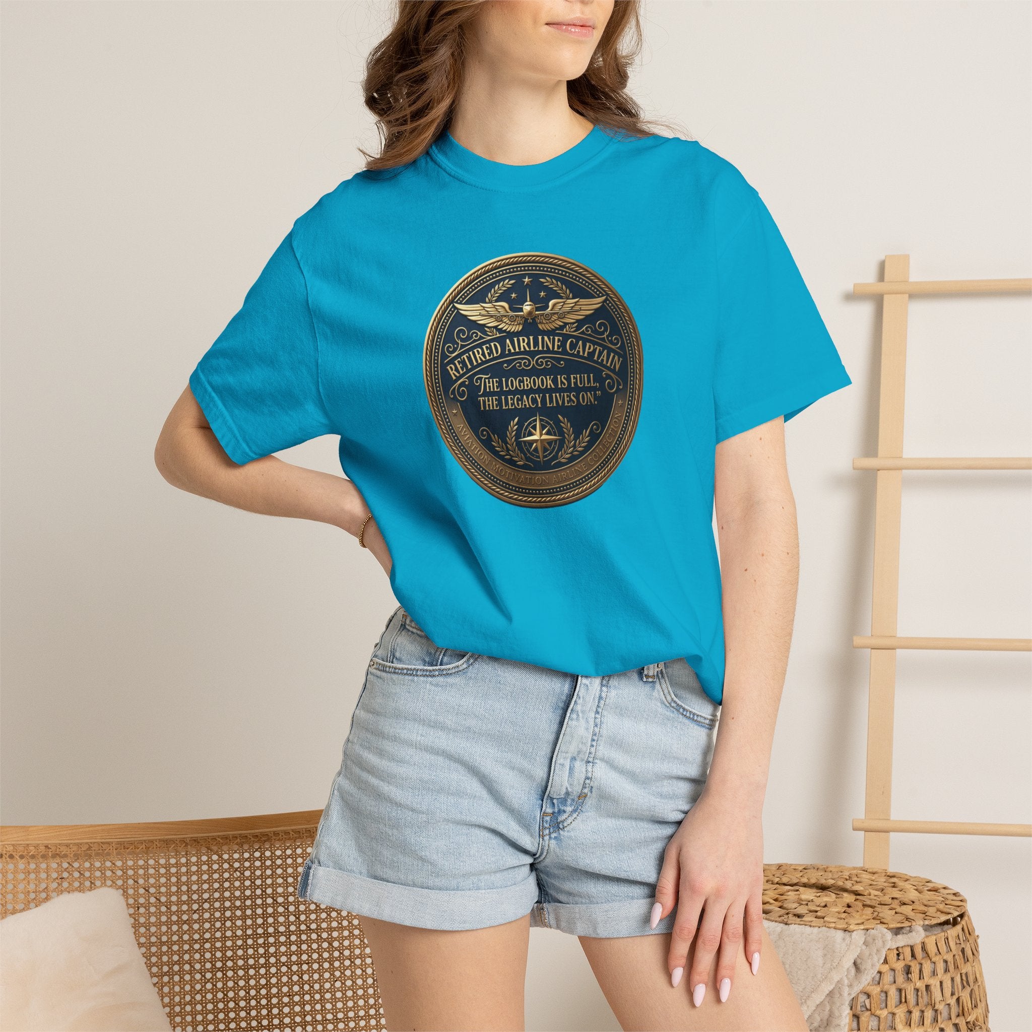 Retired Airline Captain T-Shirt — “The Logbook Is Full. The Legacy Lives On.”