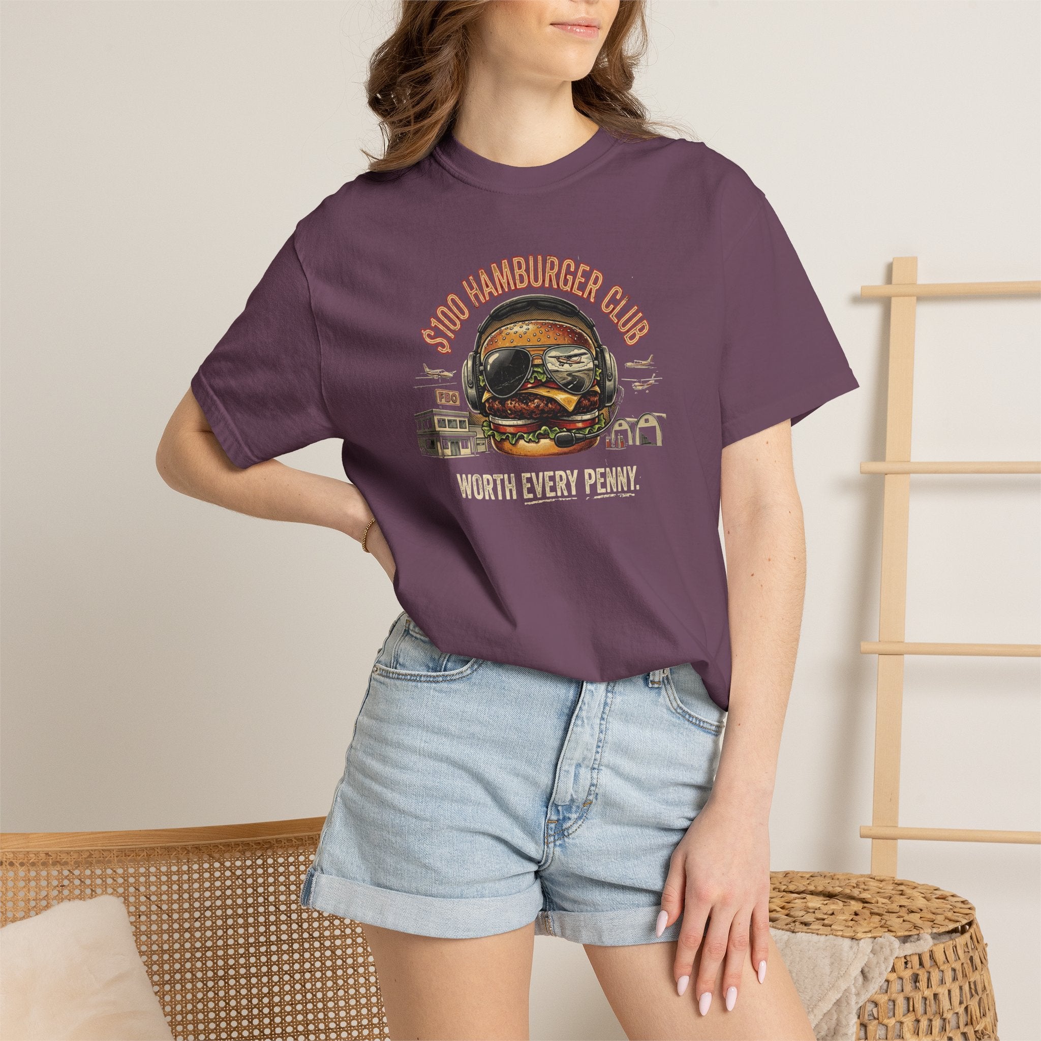 $100 Hamburger Club T-Shirt — Funny Pilot Aviation Tee