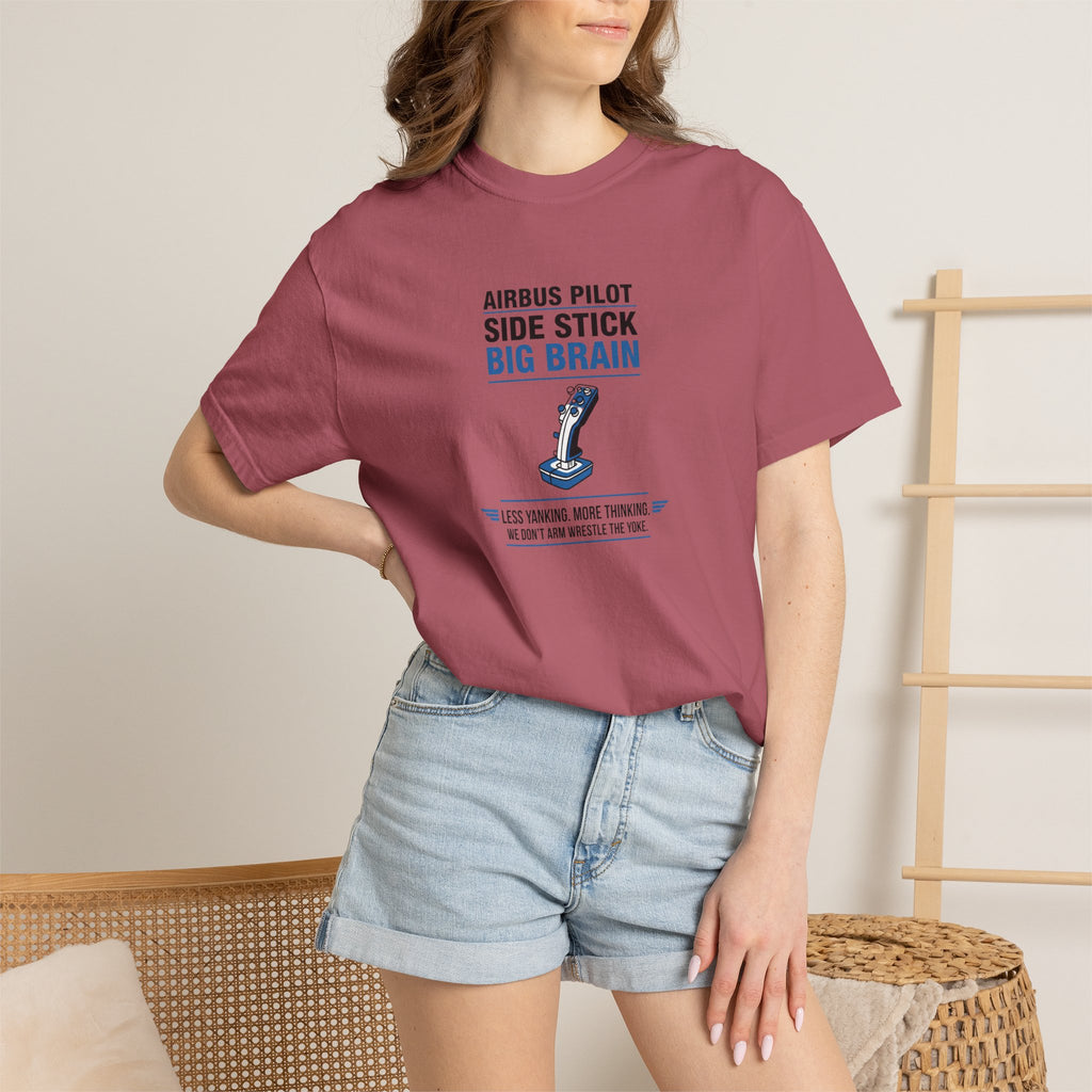 Airbus Side Stick Big Brain Aviation T-Shirt