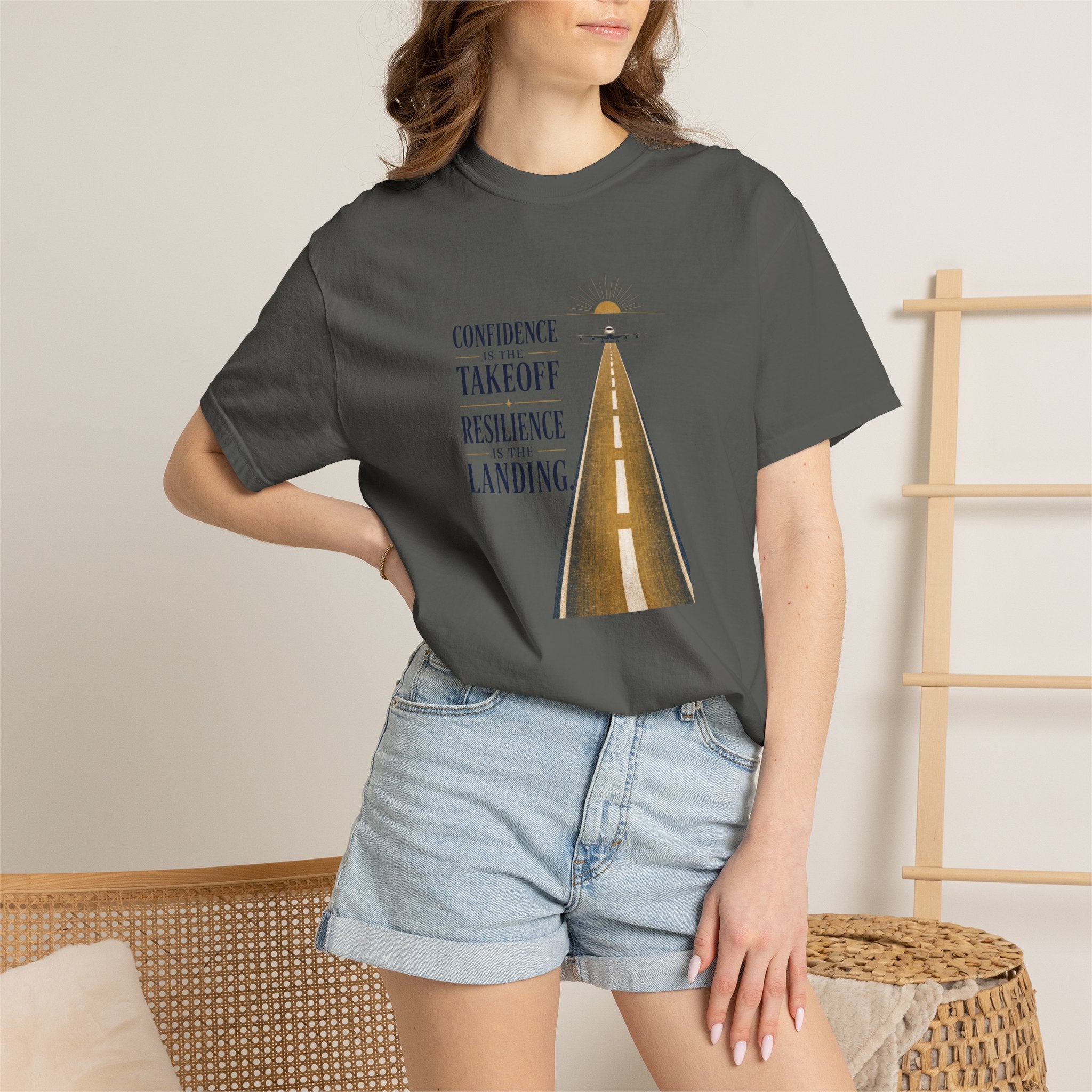 Confidence is for Takeoff. Resilience is the Landing T-Shirt – Inspirational Pilot Graphic Tee