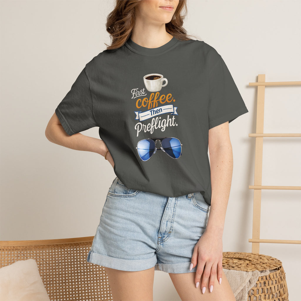 Aviation "First Coffee, Then Preflight" T-Shirt