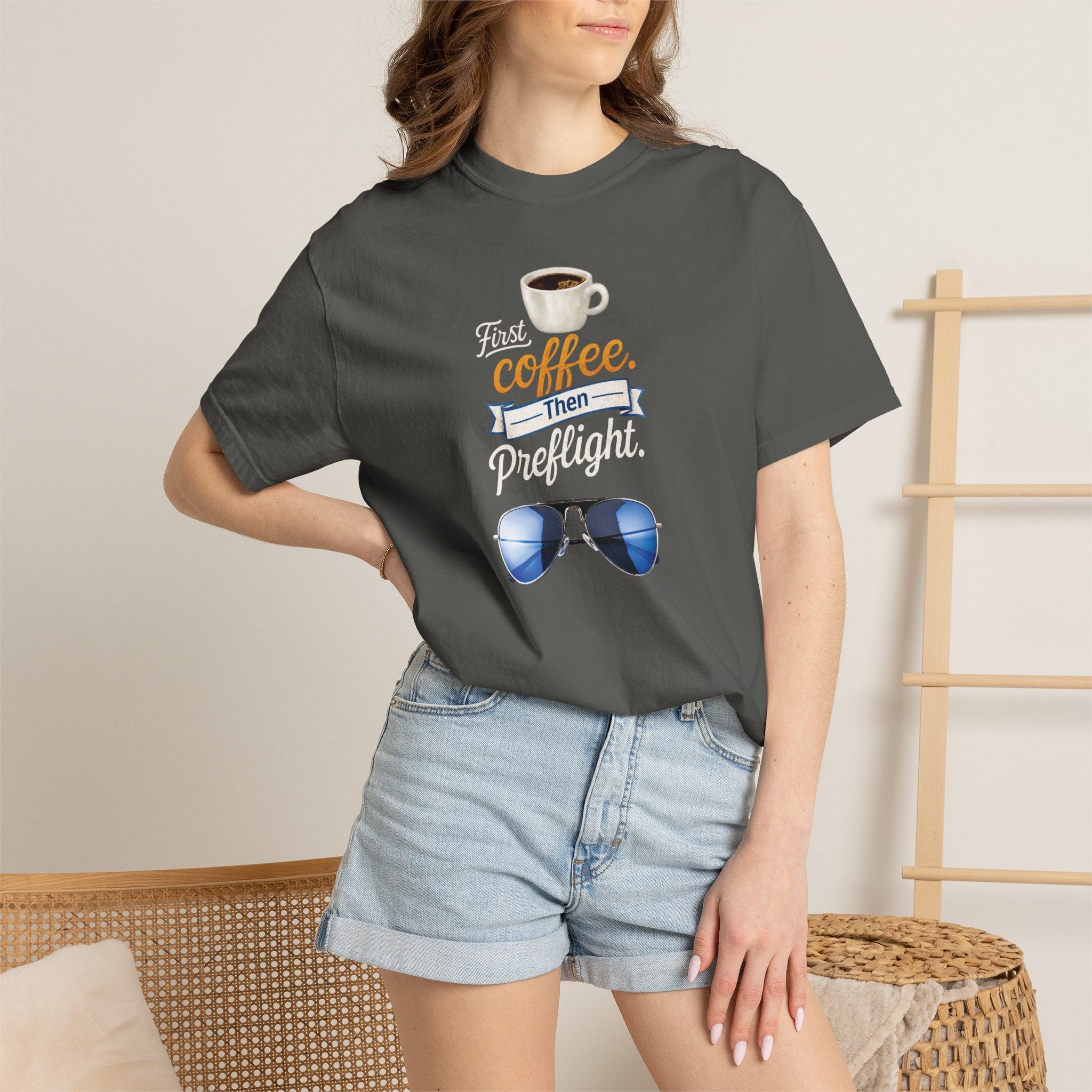 Aviation "First Coffee, Then Preflight" T-Shirt