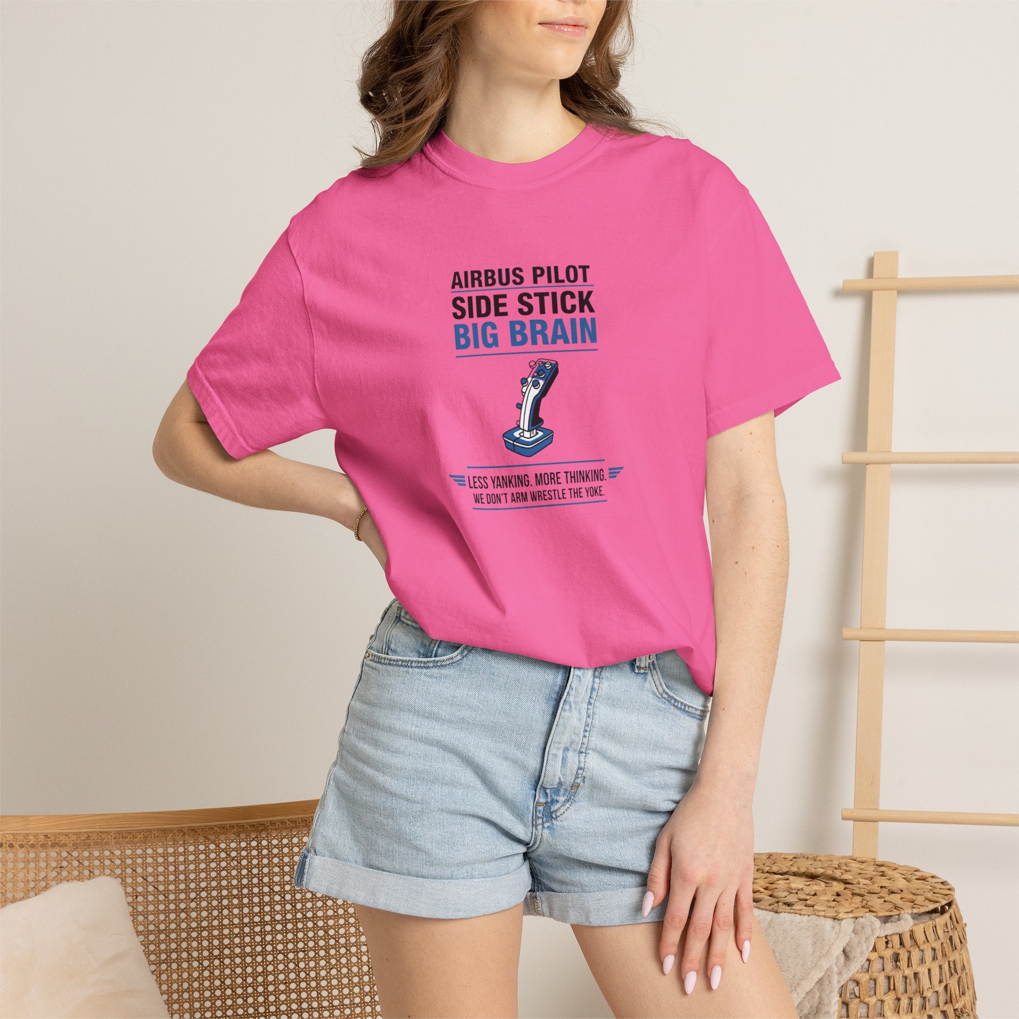 Airbus Side Stick Big Brain Aviation T-Shirt