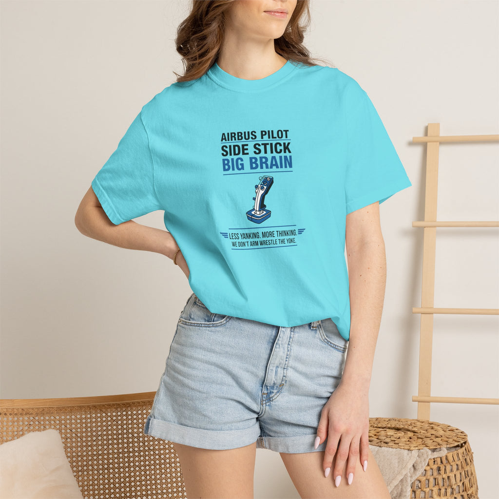 Airbus Side Stick Big Brain Aviation T-Shirt
