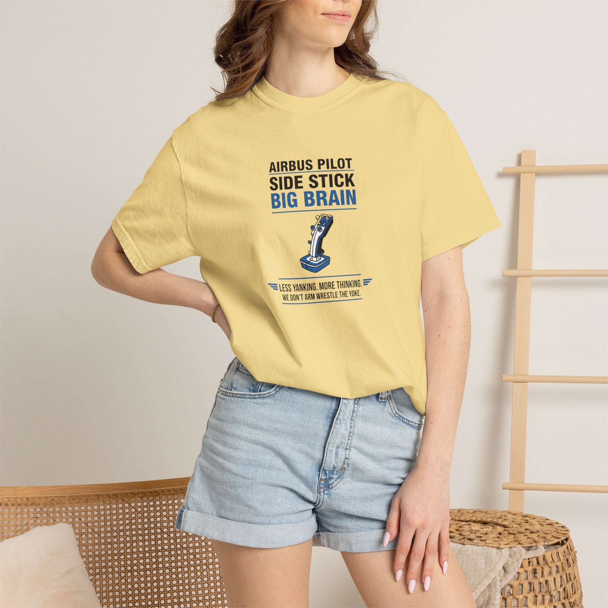 Airbus Side Stick Big Brain Aviation T-Shirt