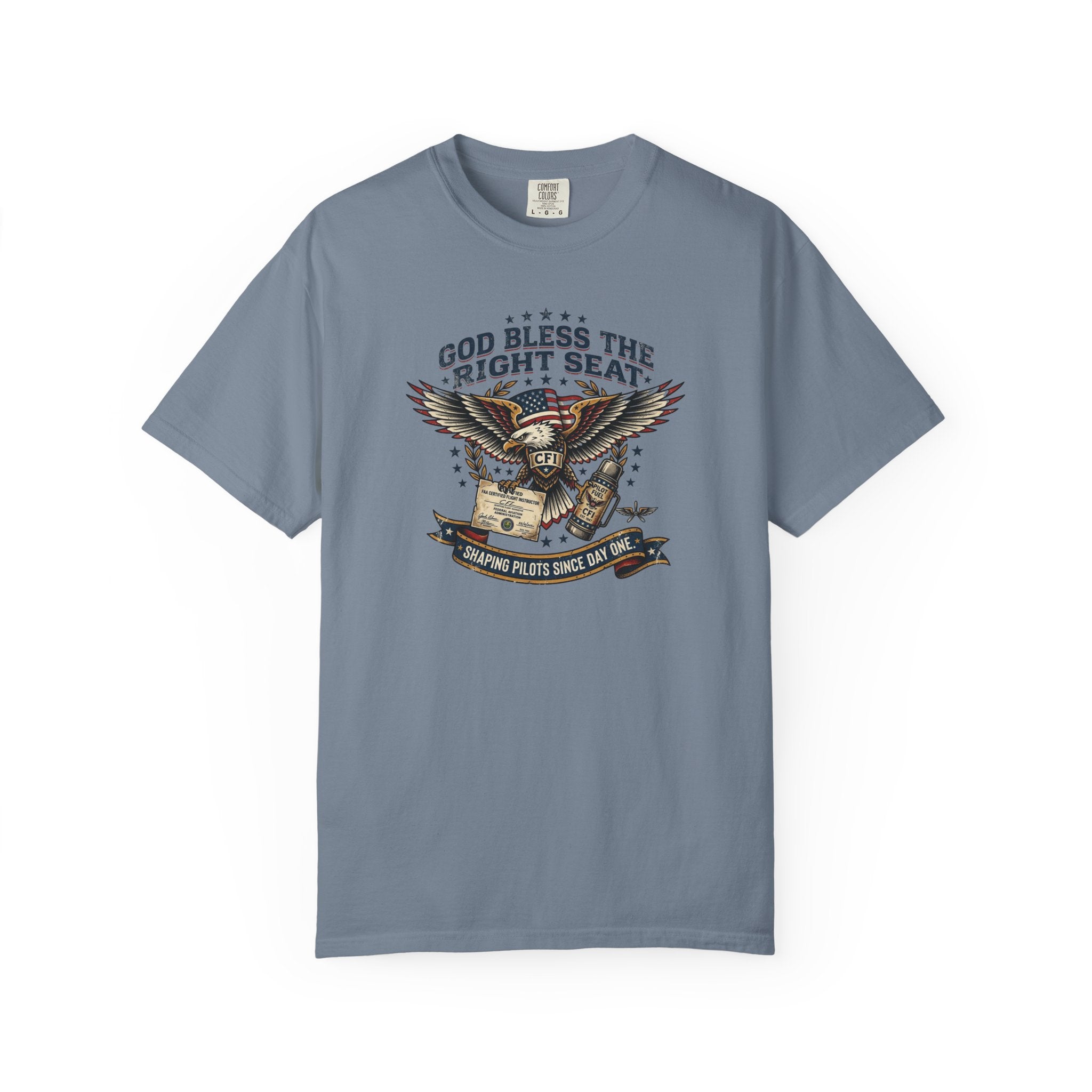 God Bless the Right Seat Pilot T-Shirt — Funny Flight Instructor Tee