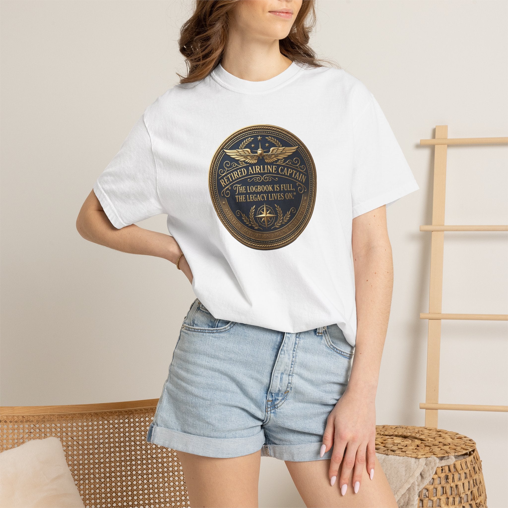 Retired Airline Captain T-Shirt — “The Logbook Is Full. The Legacy Lives On.”