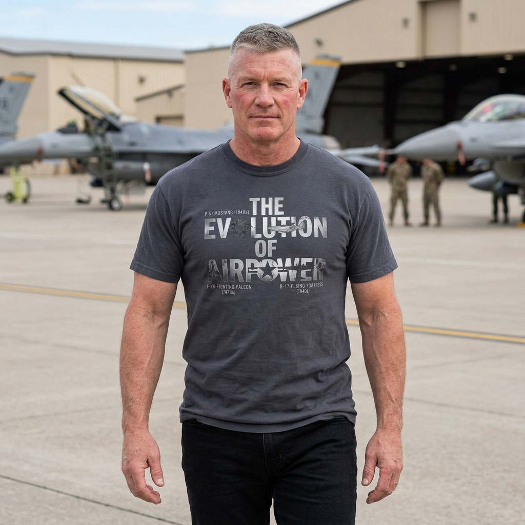 Evolution of Air Power Tee — Bold US Military Tribute T-Shirt