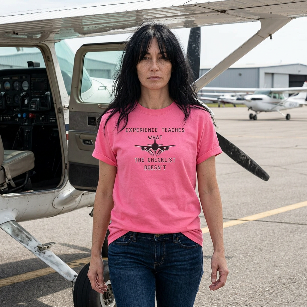 Experience Teaches What the Checklist Doesn't - Pilot Checklist Typography T-Shirt