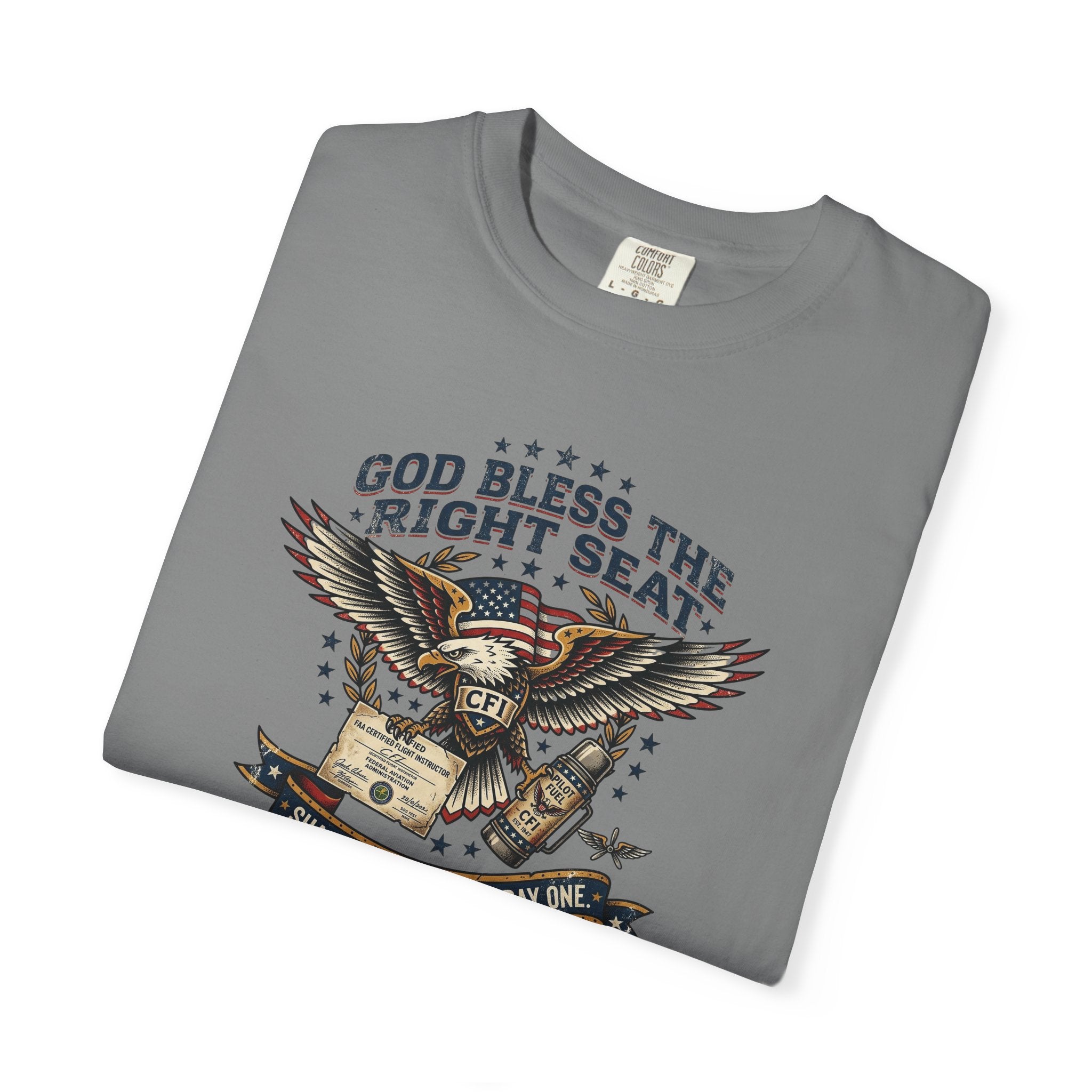 God Bless the Right Seat Pilot T-Shirt — Funny Flight Instructor Tee