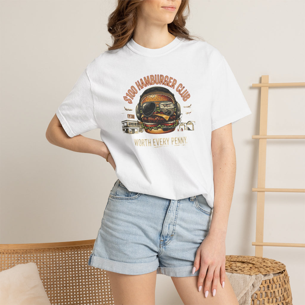 $100 Hamburger Club T-Shirt — Funny Pilot Aviation Tee