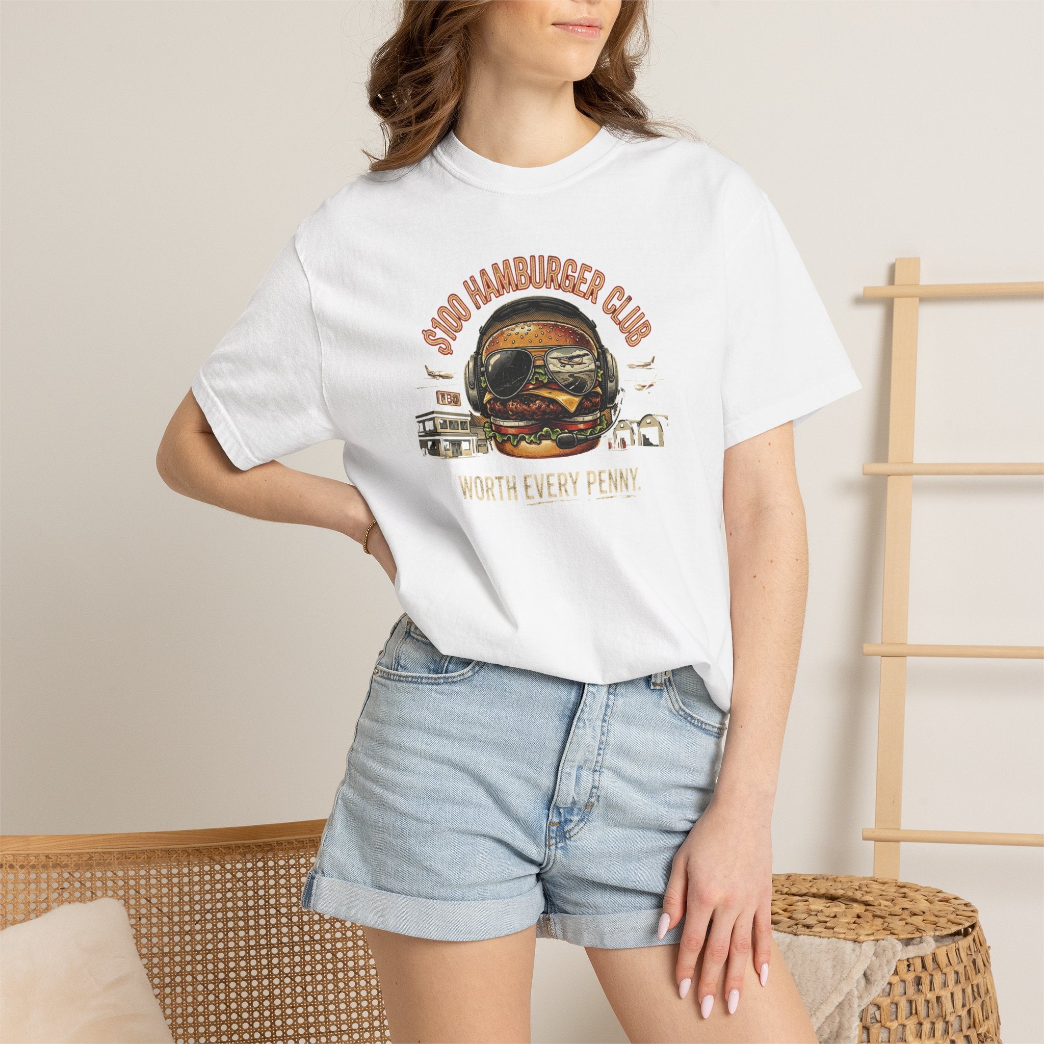 $100 Hamburger Club T-Shirt — Funny Pilot Aviation Tee