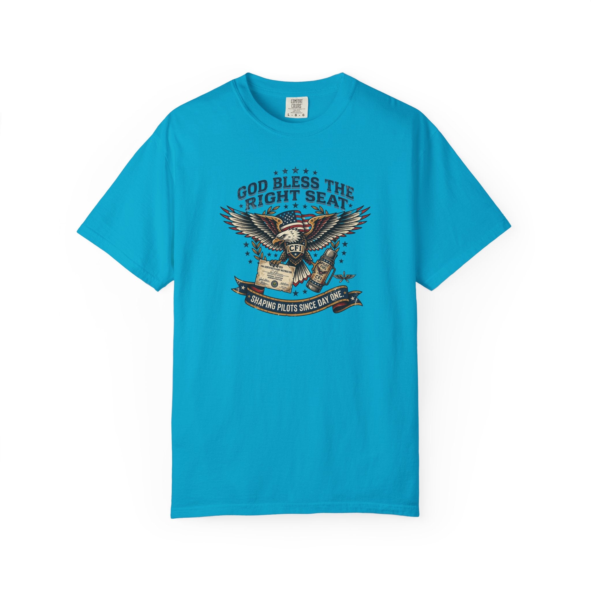 God Bless the Right Seat Pilot T-Shirt — Funny Flight Instructor Tee