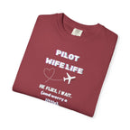 Pilot Wife Life T-Shirt — He Flies. I Wait. (and Worry a Little).
