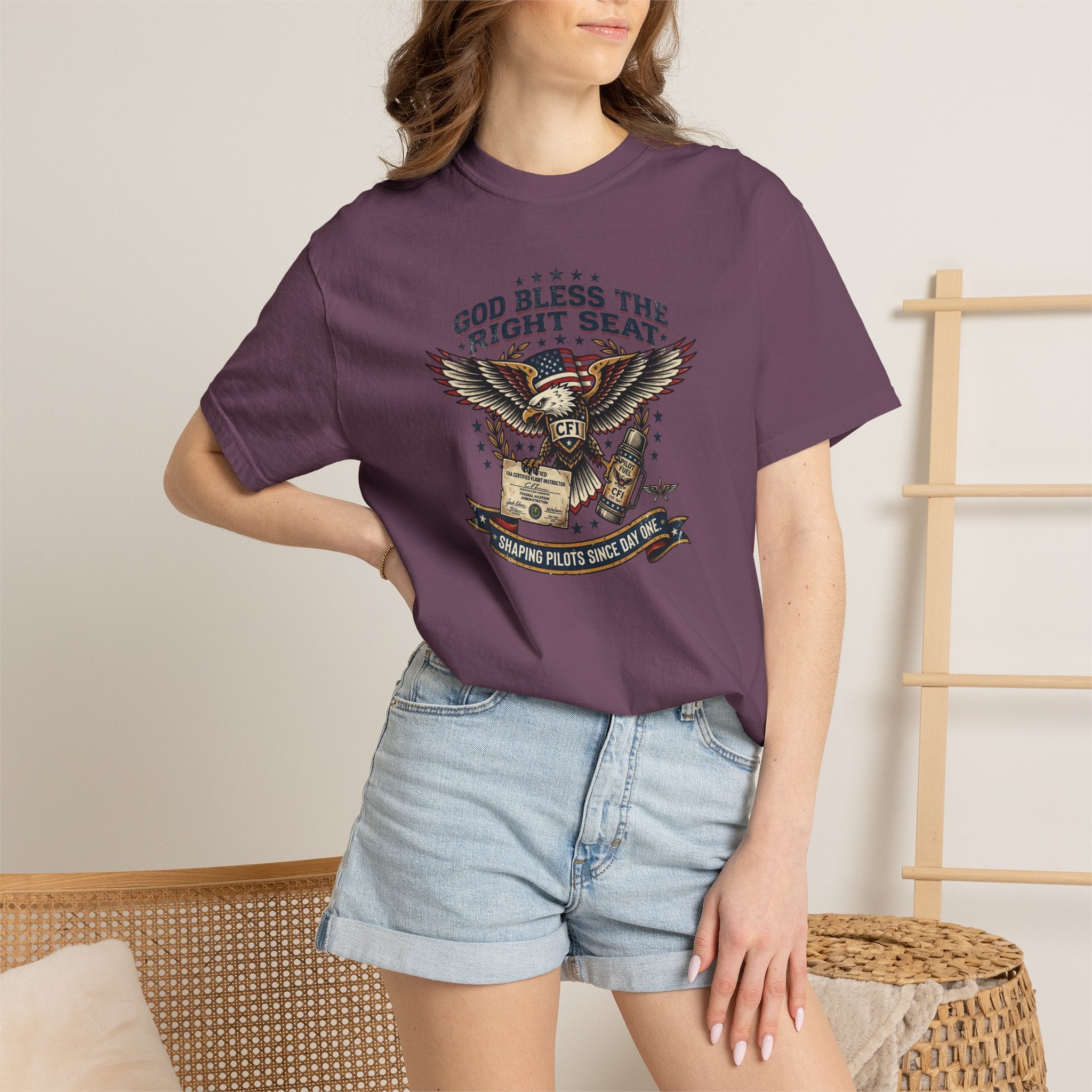God Bless the Right Seat Pilot T-Shirt — Funny Flight Instructor Tee
