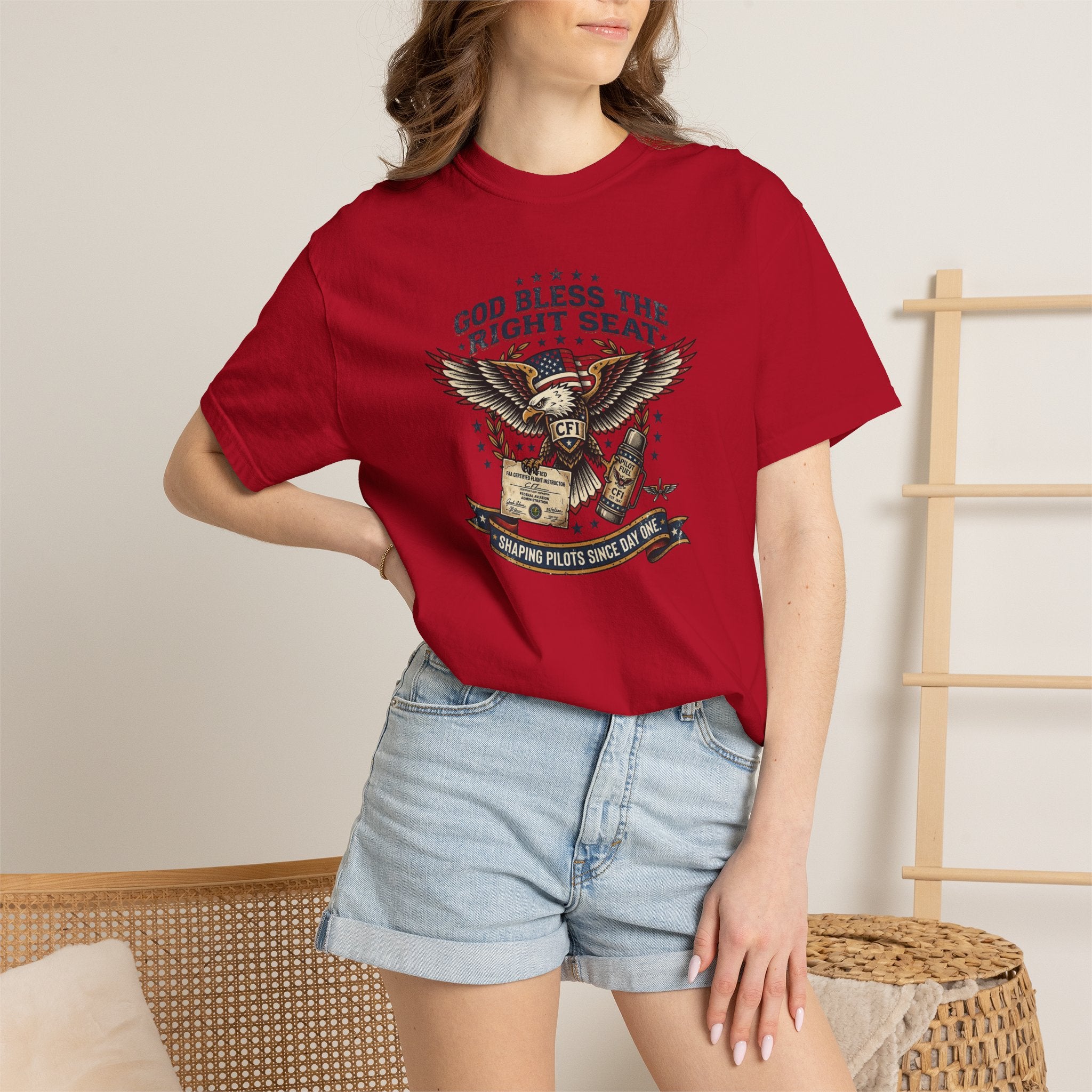 God Bless the Right Seat Pilot T-Shirt — Funny Flight Instructor Tee