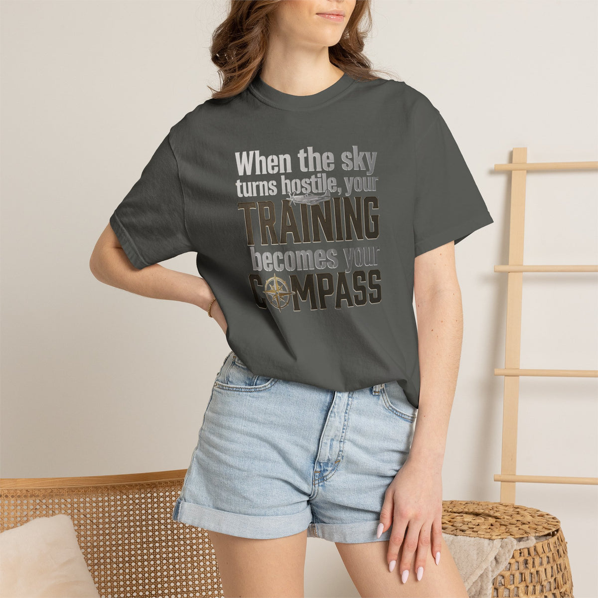 Flight Training T-Shirt — "When The sky Turns Hostile, Your Training Becomes Your Compass"