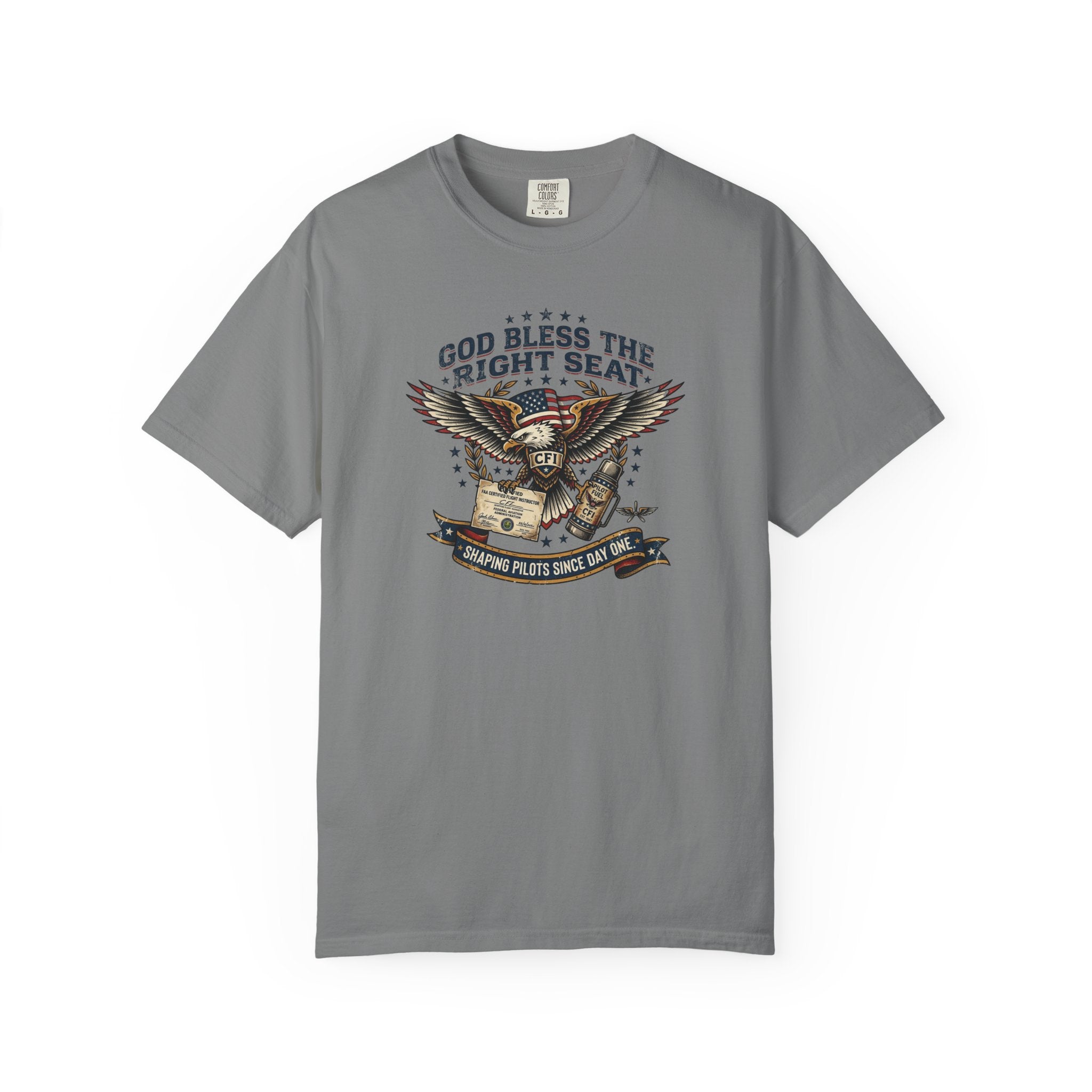 God Bless the Right Seat Pilot T-Shirt — Funny Flight Instructor Tee