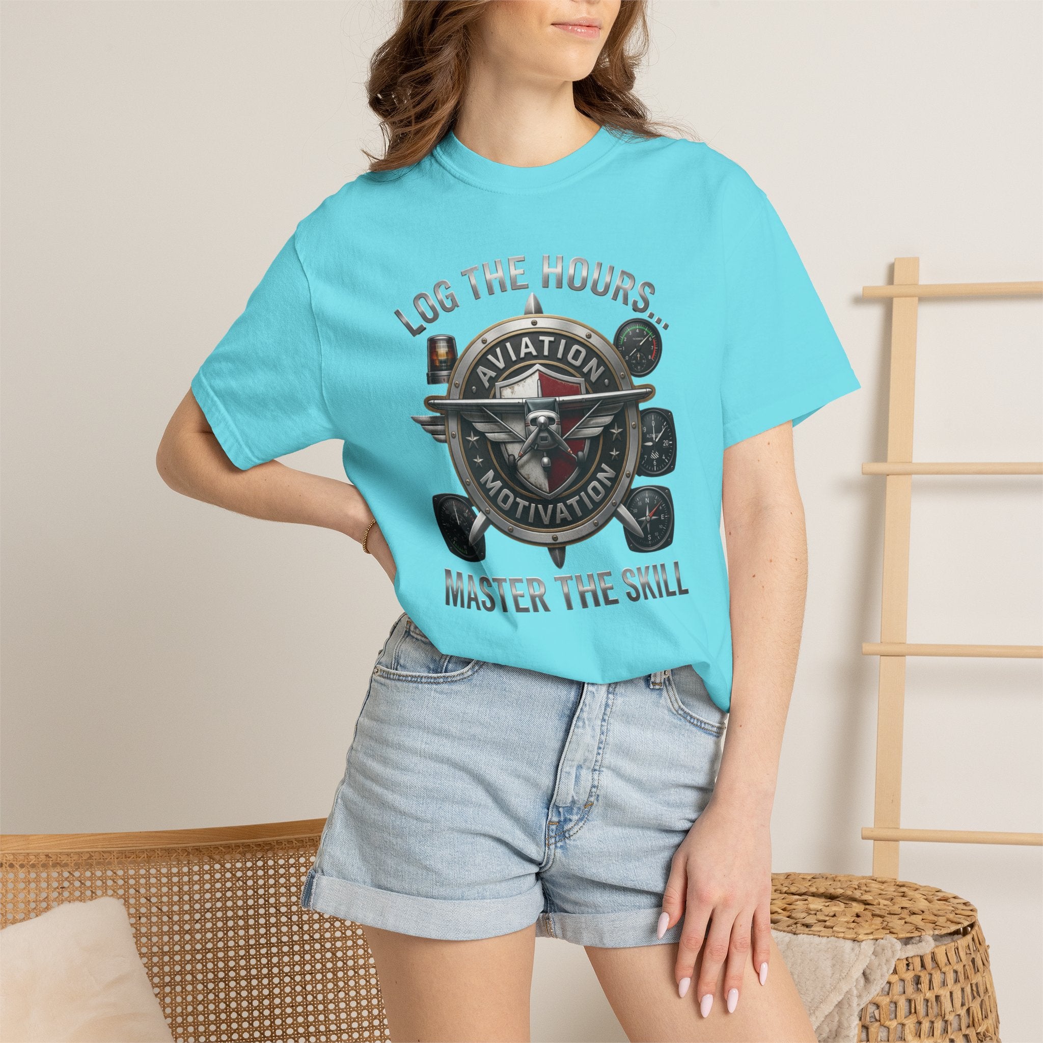 Pilot T-Shirt — "Log the Hours, Master the Skill" Aviation Tee