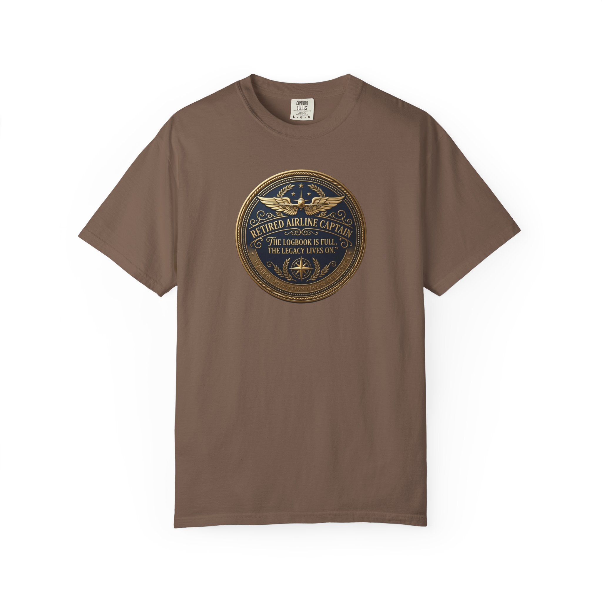 Retired Airline Captain T-Shirt — “The Logbook Is Full. The Legacy Lives On.”