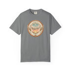 Blue t-shirt with text and dachshund graphic on a white background
